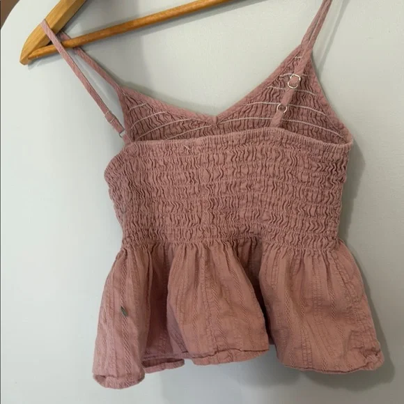 Women's cotton blend Pink Smocked Cami Top - Picture 3 of 3